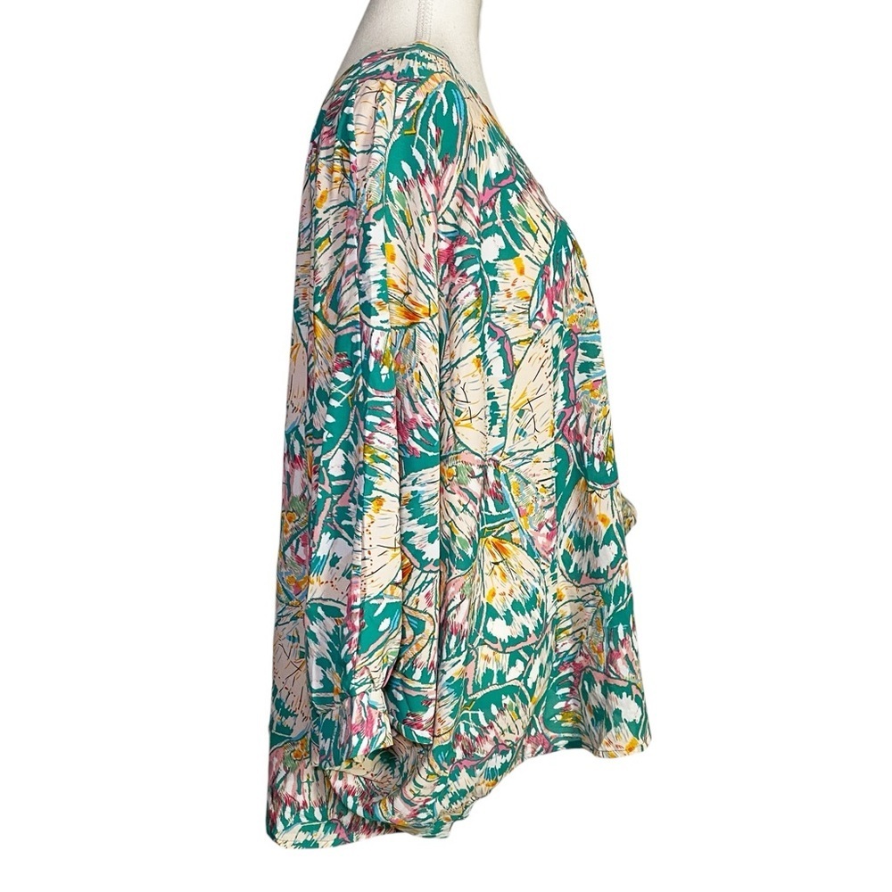 JODIFL Teal and Pink Butterfly Patterned Tunic Top - Picture 3 of 14